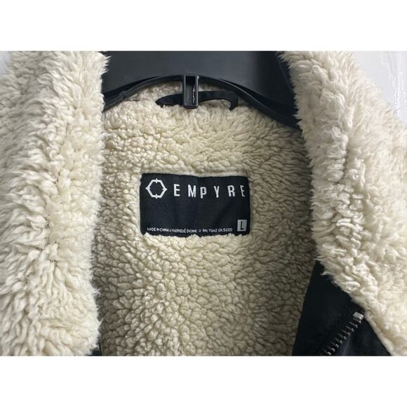 EMPYRE Black Sherpa Lined Windbreaker Outdoor Jacket drawstring Men size Large - Picture 6 of 8